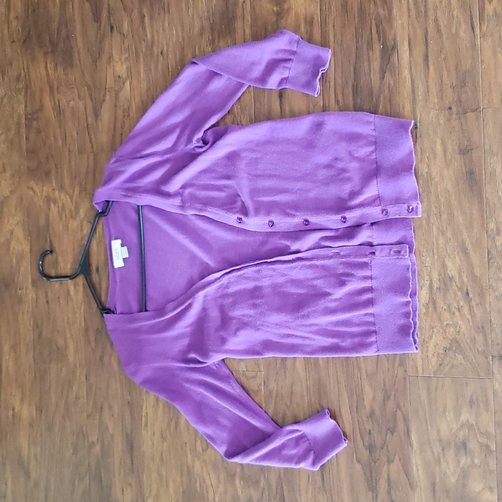 LOFT purple cardigan